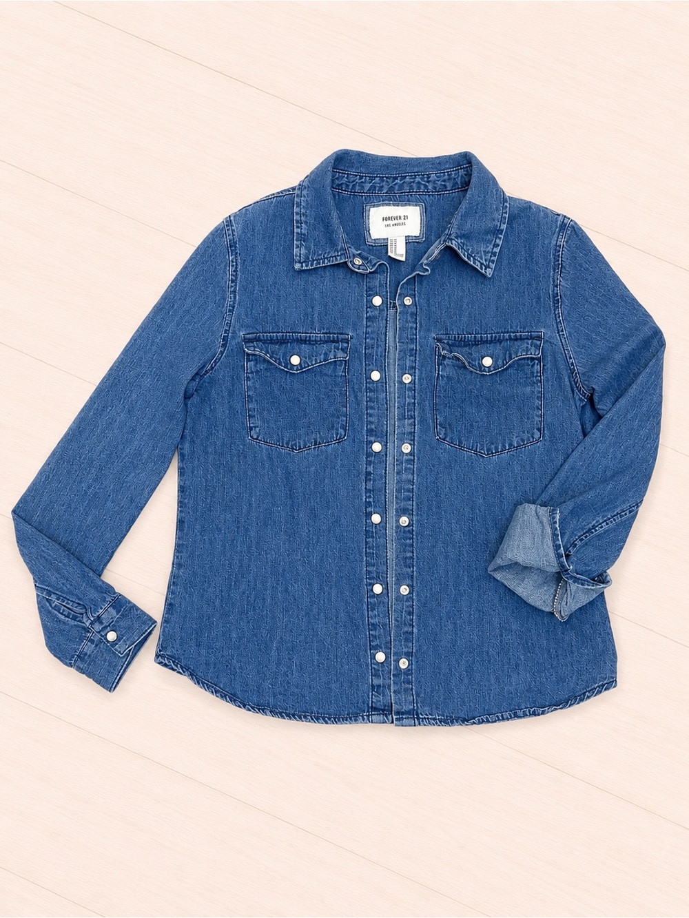 Forever 21 Women’s Classic Blue Denim Button-Front Jacket